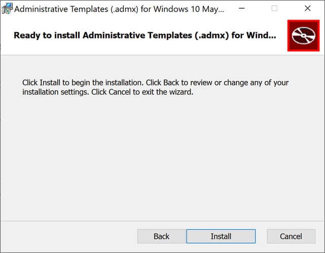 Listo para instalar plantillas admx para Windows 10 versión 2004
