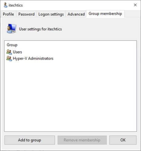 configuración del grupo de usuarios de lusrmgr