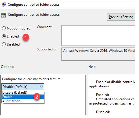 3 formas de habilitar y usar el acceso controlado a carpetas en Windows 10 para datos confidenciales 3