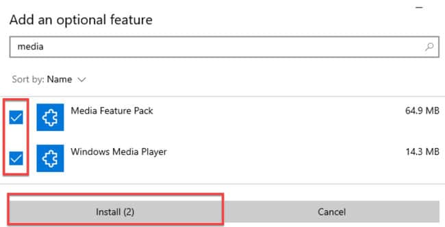 Instalar Media Feature Pack y Windows Media Player