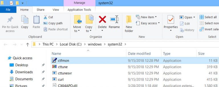 Reparar el teclado que no funciona en MS Edge, el menú Inicio, Cortana, la pantalla de bloqueo y Skype 2 ctfmon exe en System32