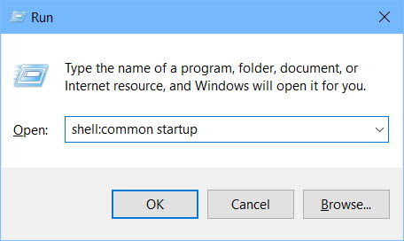 Reparar el teclado que no funciona en MS Edge, el menú Inicio, Cortana, la pantalla de bloqueo y Skype 4 abrir la carpeta de inicio común en Windows