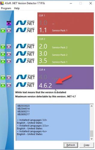 Descargar .NET Version Detector con compatibilidad con .NET Framework 4.7 2