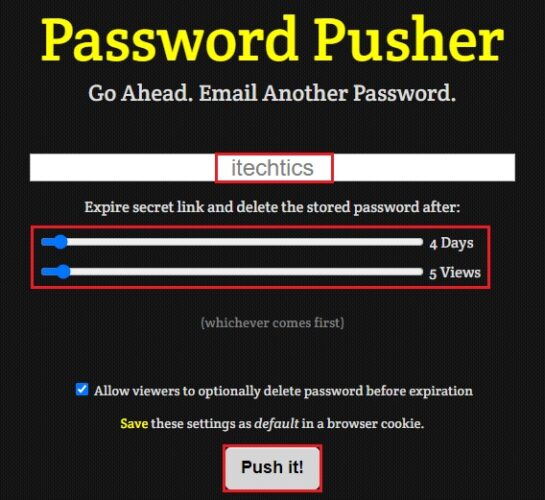Comparta contraseñas de forma segura utilizando Password Pusher