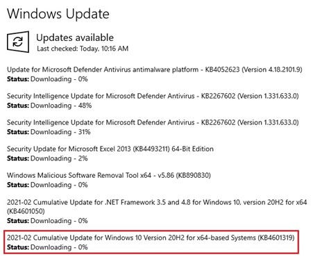 KB4601319 Actualización de Windows