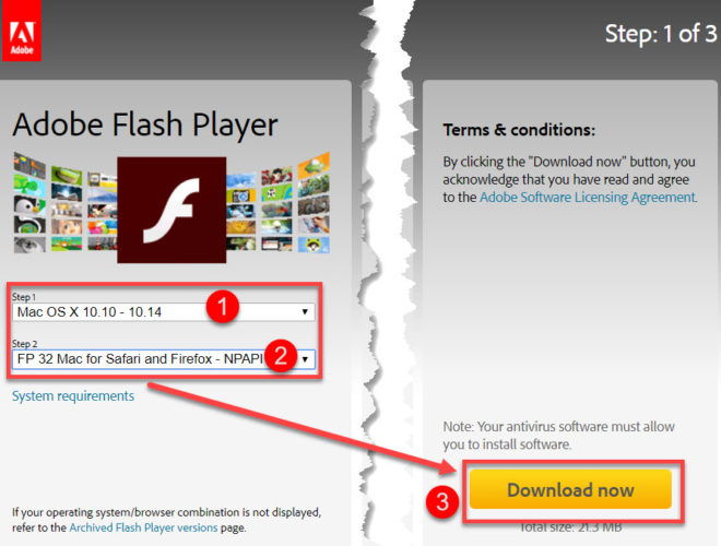 Descargue la última versión estable de Adobe Flash Player