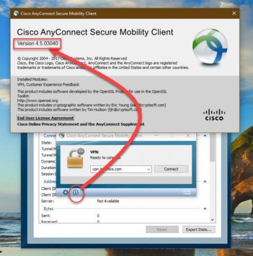 Comprobación de la versión de Cisco AnyConnect Secure Mobility Client