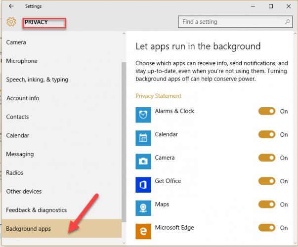 Acelere Windows 10 deshabilitando Aplicaciones en segundo plano 2