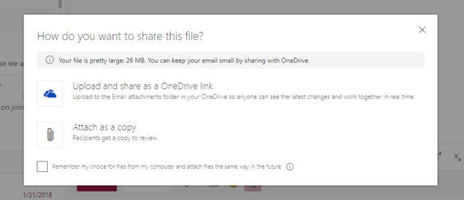 Advertencia de archivo adjunto de Outlook.com