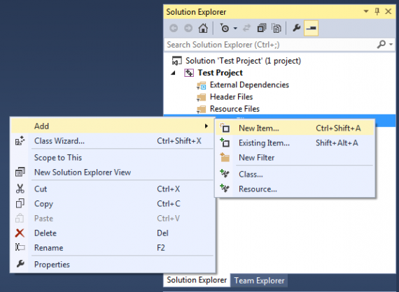 Agregar un archivo en Visual Studio 2013