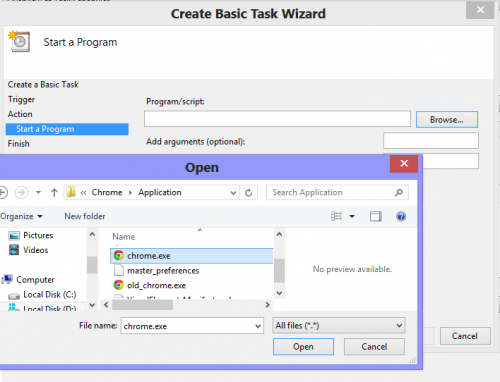 Crear tarea básica en el Programador de tareas en Windows 8