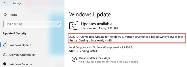 Instalación de KB4549951 en Windows 10