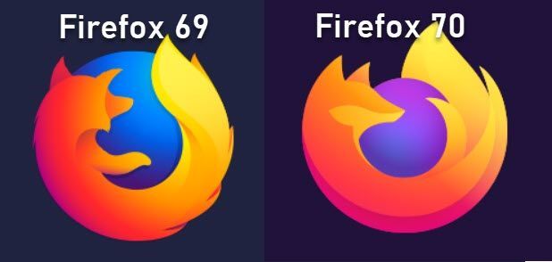 Iconos de Firefox 69 vs Firefox 70