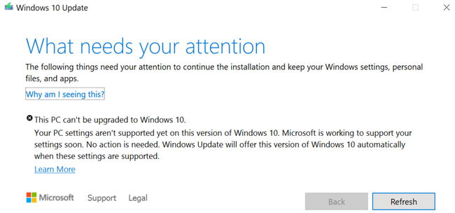 Esta PC no se puede actualizar a Windows 10